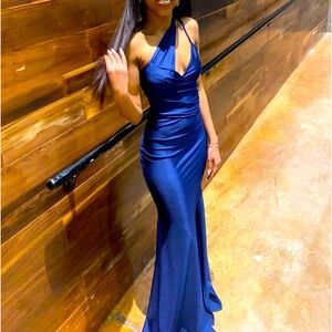 Blue Slim fitting evening gown only worn once